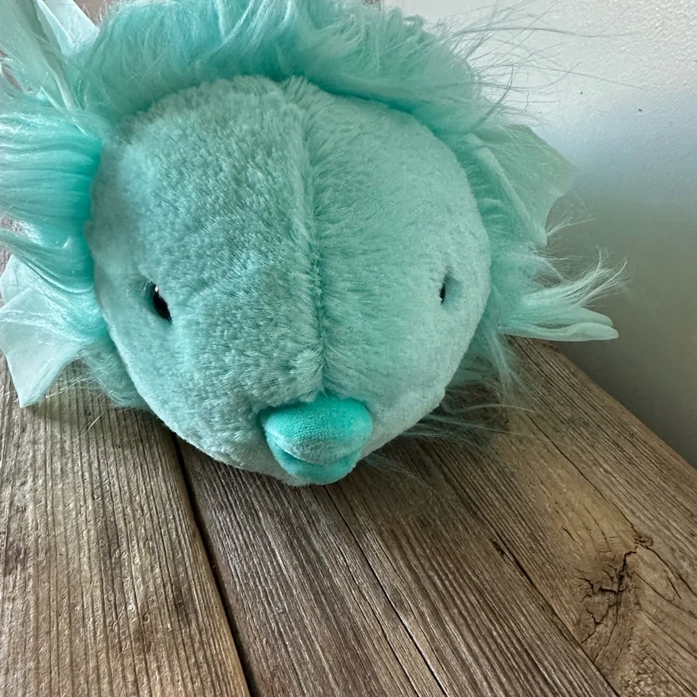Jellycat Florrie Maflish Fish Plush RARE with faux fur and ruffles Teal NWT - Picture 2 of 10